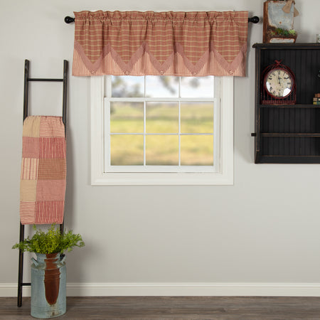 April & Olive Sawyer Mill Red Valance Layered 20x72 By VHC Brands