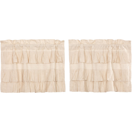 April & Olive Simple Life Flax Natural Ruffled Tier Set of 2 L24xW36 By VHC Brands