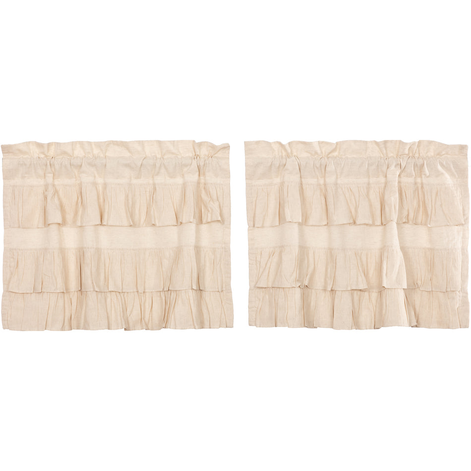 April & Olive Simple Life Flax Natural Ruffled Tier Set of 2 L24xW36 By VHC Brands