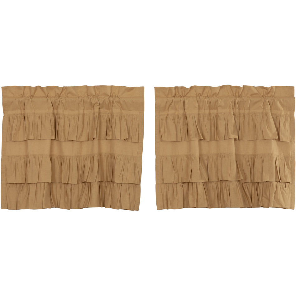 April & Olive Simple Life Flax Khaki Ruffled Tier Set of 2 L24xW36 By VHC Brands