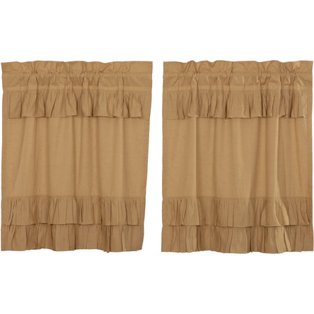 April & Olive Simple Life Flax Khaki Ruffled Tier Set of 2 L36xW36 By VHC Brands