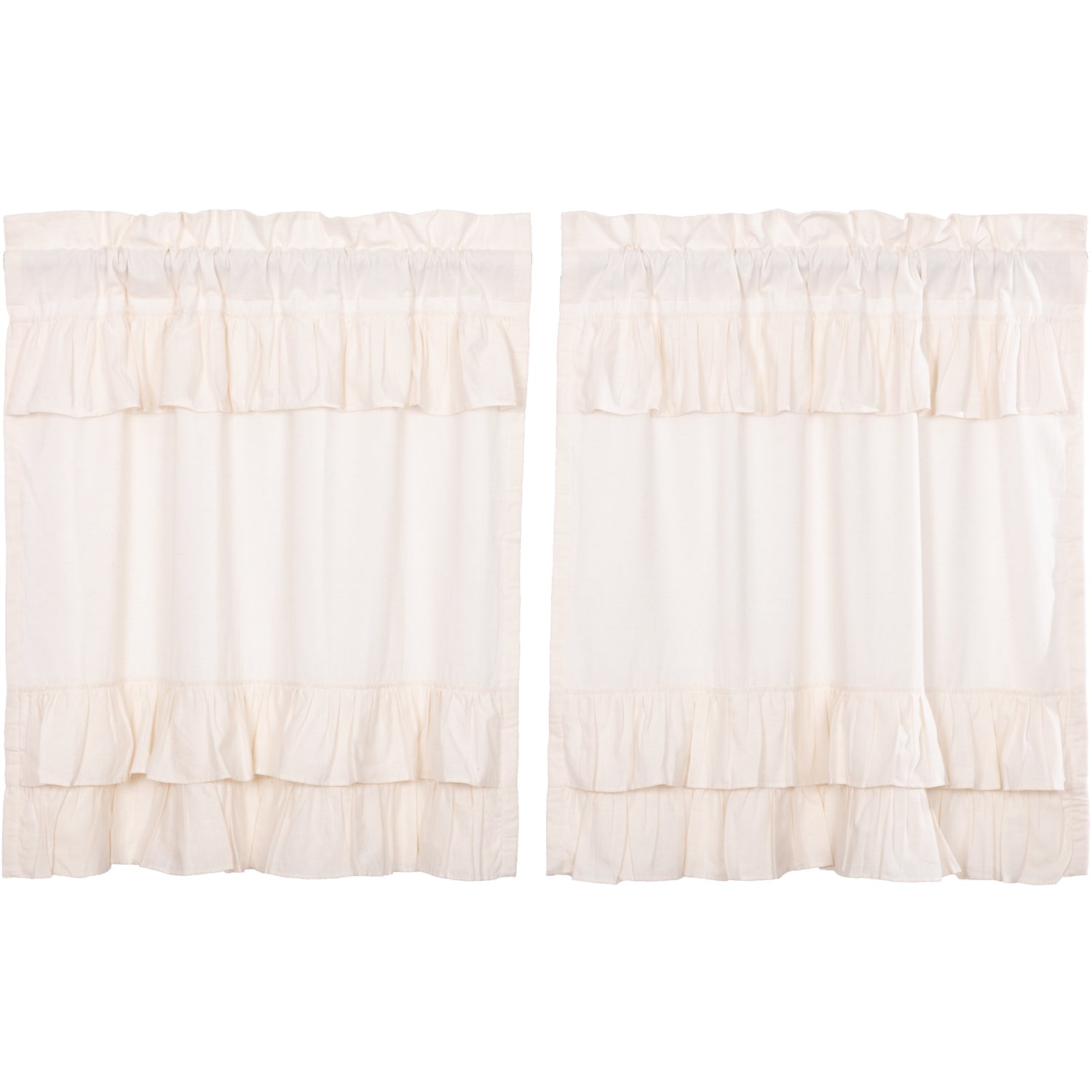 April & Olive Simple Life Flax Antique White Ruffled Tier Set of 2 L36xW36 By VHC Brands
