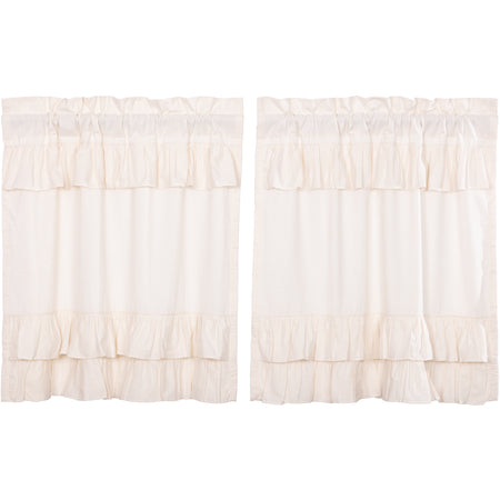 April & Olive Simple Life Flax Antique White Ruffled Tier Set of 2 L36xW36 By VHC Brands