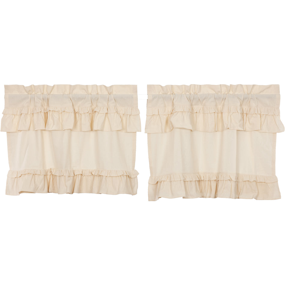 April & Olive Muslin Ruffled Unbleached Natural Tier Set of 2 L24xW36 By VHC Brands