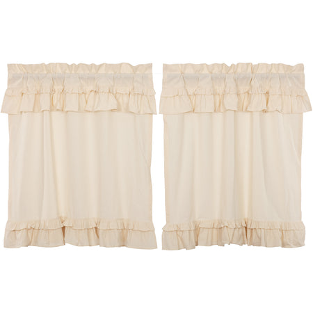 April & Olive Muslin Ruffled Unbleached Natural Tier Set of 2 L36xW36 By VHC Brands