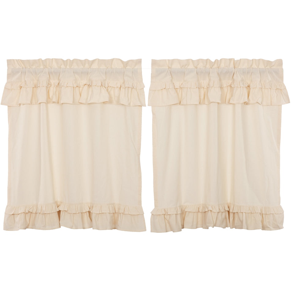 April & Olive Muslin Ruffled Unbleached Natural Tier Set of 2 L36xW36 By VHC Brands