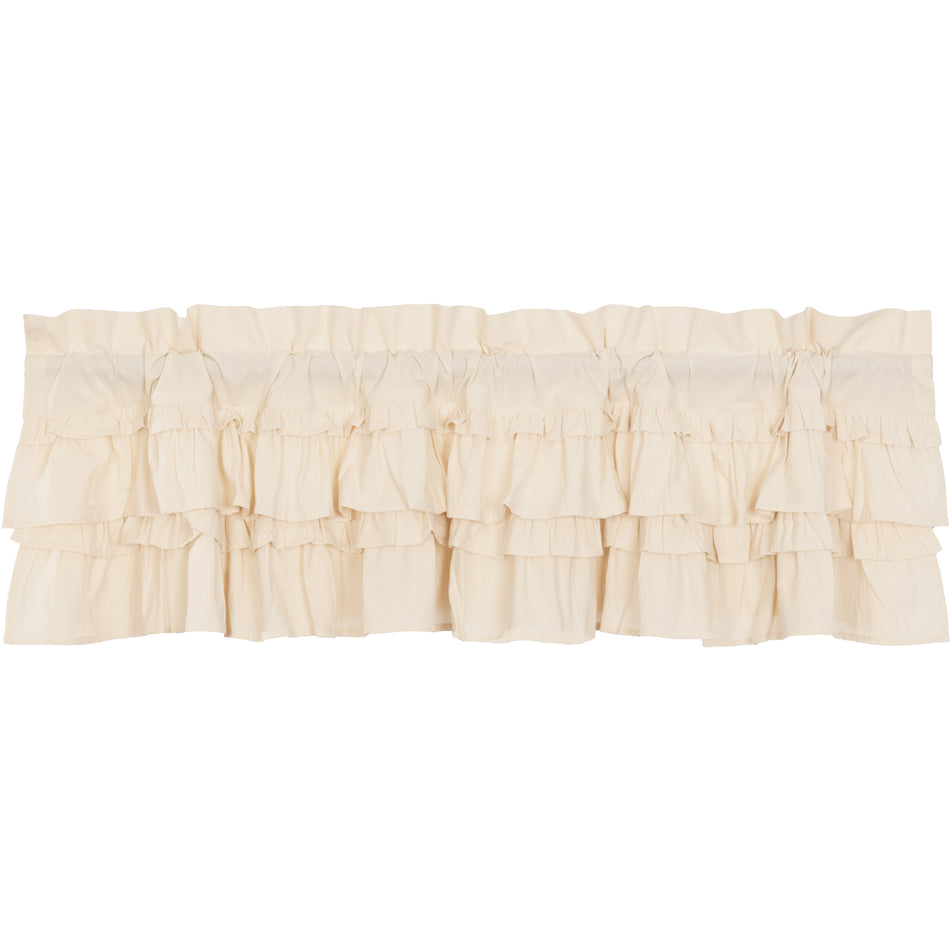 April & Olive Muslin Ruffled Unbleached Natural Valance 16x60 By VHC Brands