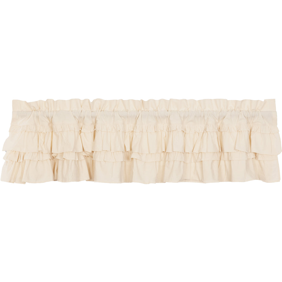 April & Olive Muslin Ruffled Unbleached Natural Valance 16x72 By VHC Brands
