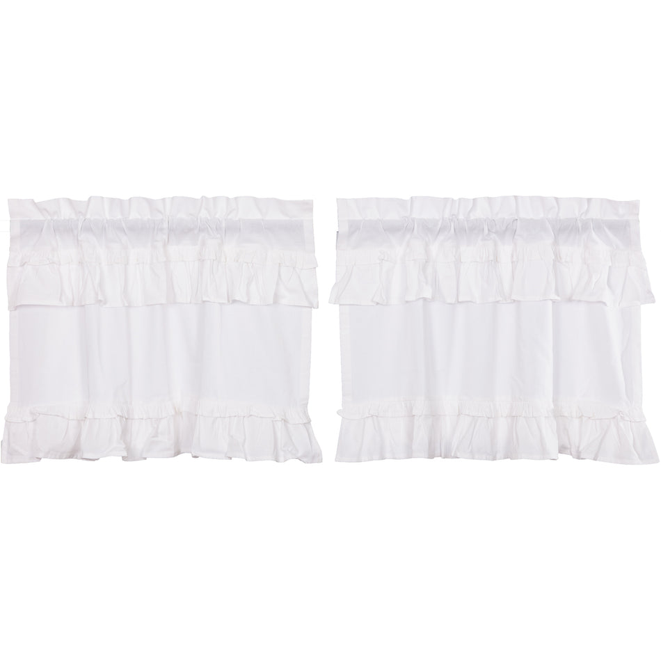 April & Olive Muslin Ruffled Bleached White Tier Set of 2 L24xW36 By VHC Brands