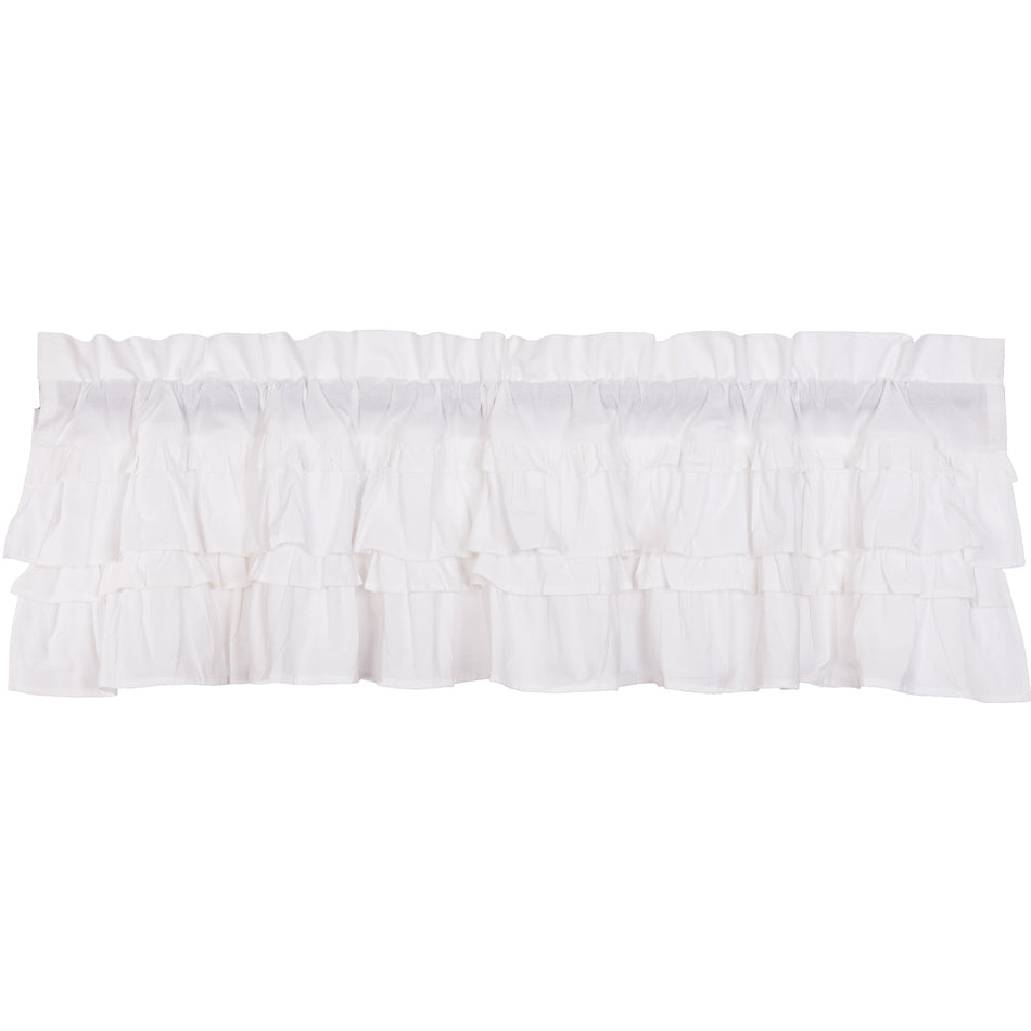 April & Olive Muslin Ruffled Bleached White Valance 16x60 By VHC Brands