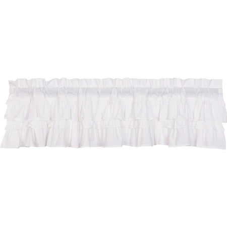 April & Olive Muslin Ruffled Bleached White Valance 16x72 By VHC Brands