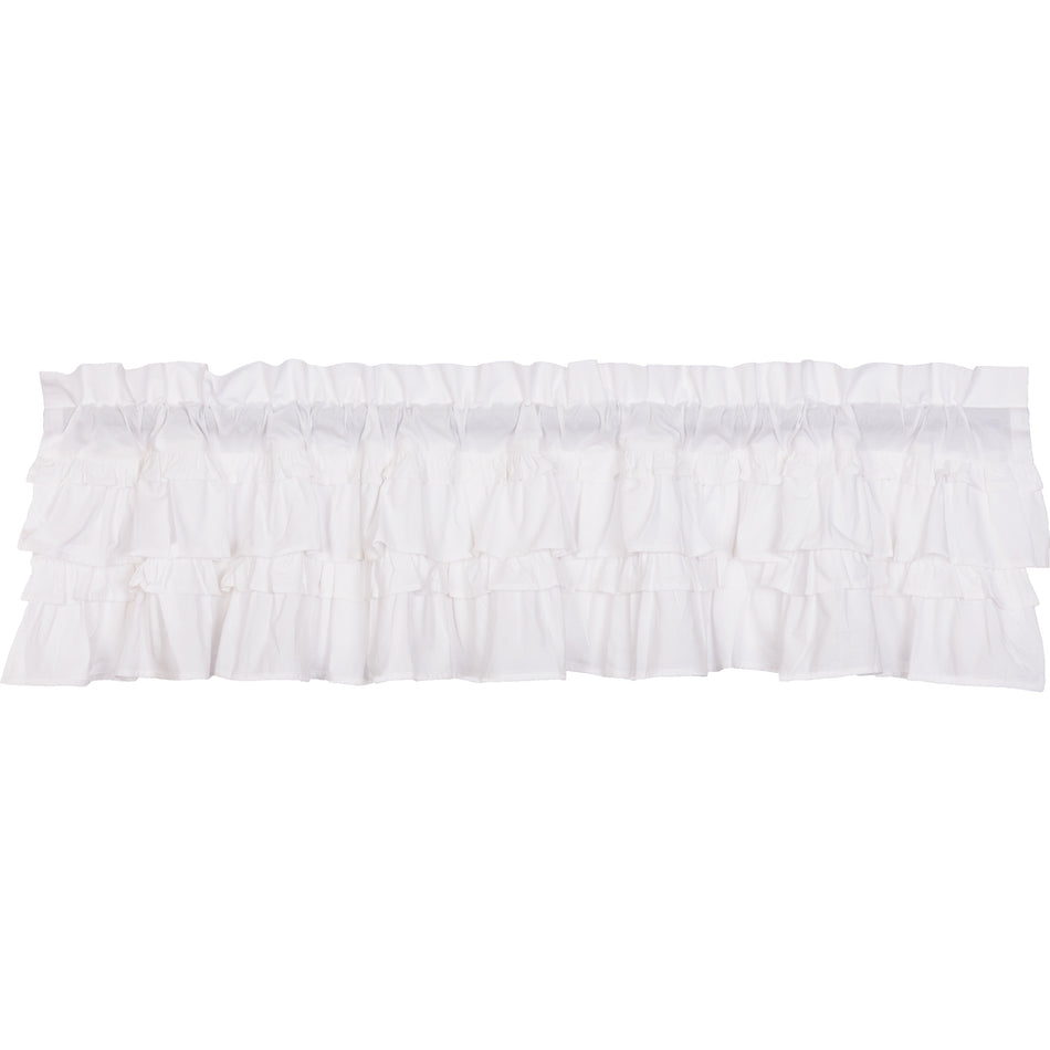 April & Olive Muslin Ruffled Bleached White Valance 16x72 By VHC Brands