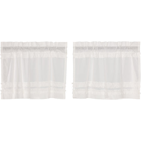 April & Olive White Ruffled Sheer Petticoat Tier Set of 2 L24xW36 By VHC Brands