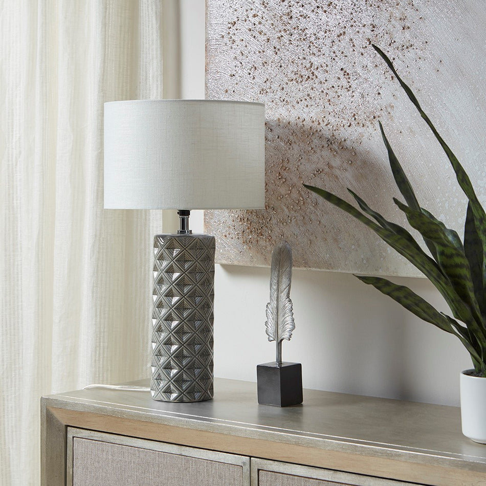510 Design Macey Geometric Ceramic Table Lamp - Grey 