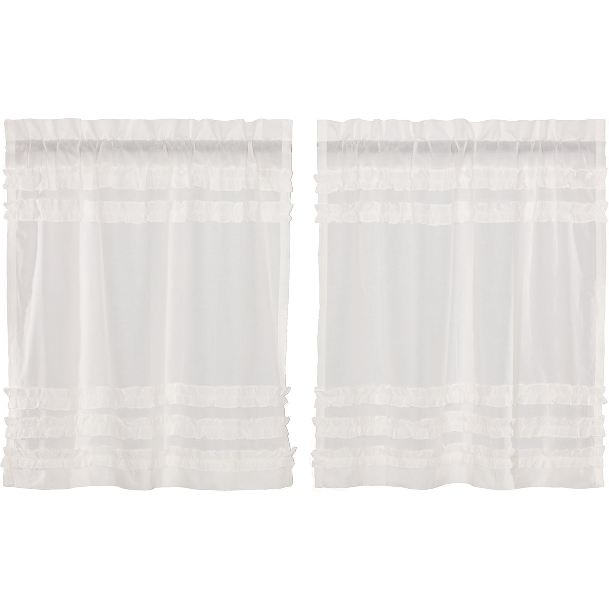 April & Olive White Ruffled Sheer Petticoat Tier Set of 2 L36xW36 By VHC Brands