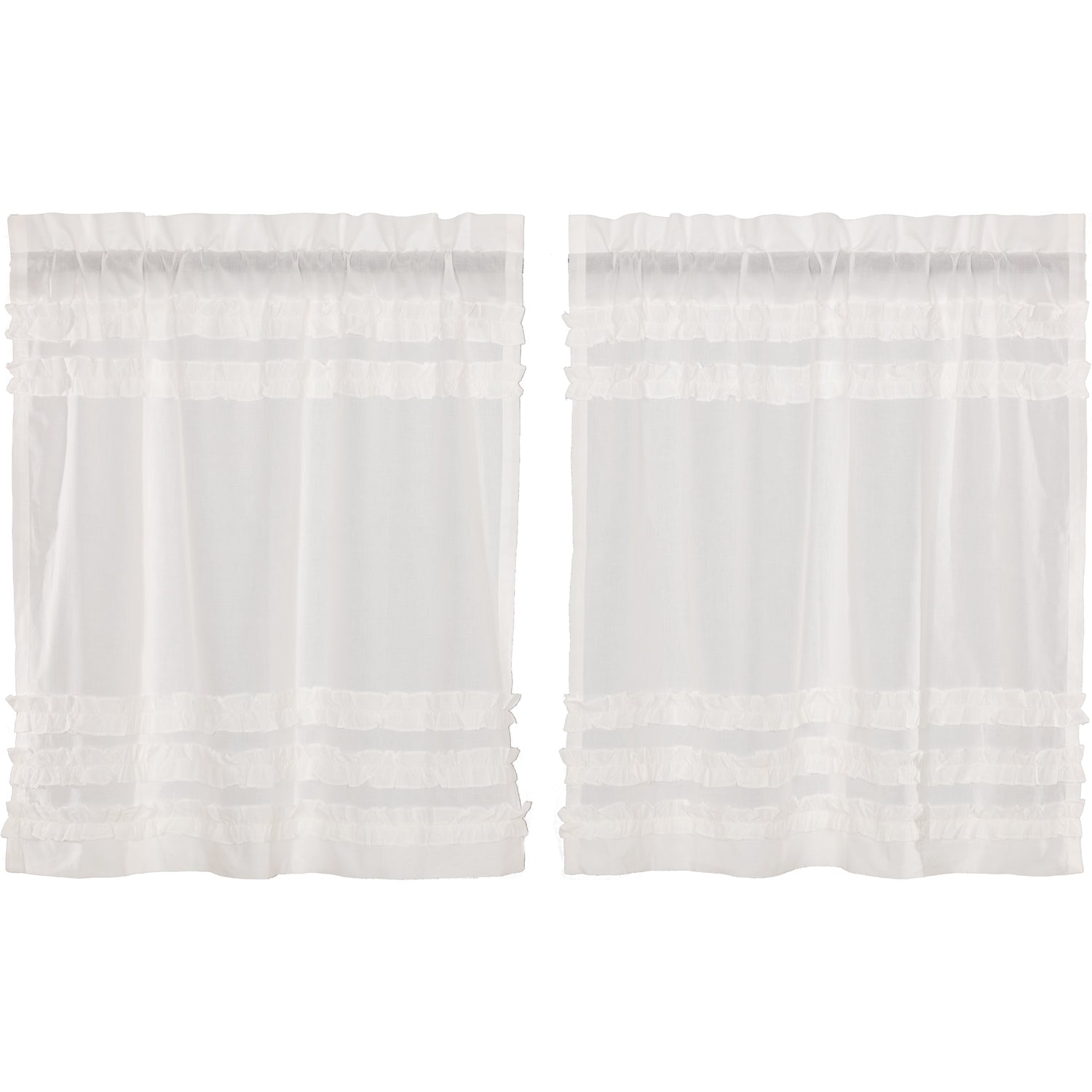 April & Olive White Ruffled Sheer Petticoat Tier Set of 2 L36xW36 By VHC Brands