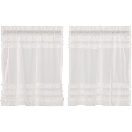 April & Olive White Ruffled Sheer Petticoat Tier Set of 2 L36xW36 By VHC Brands