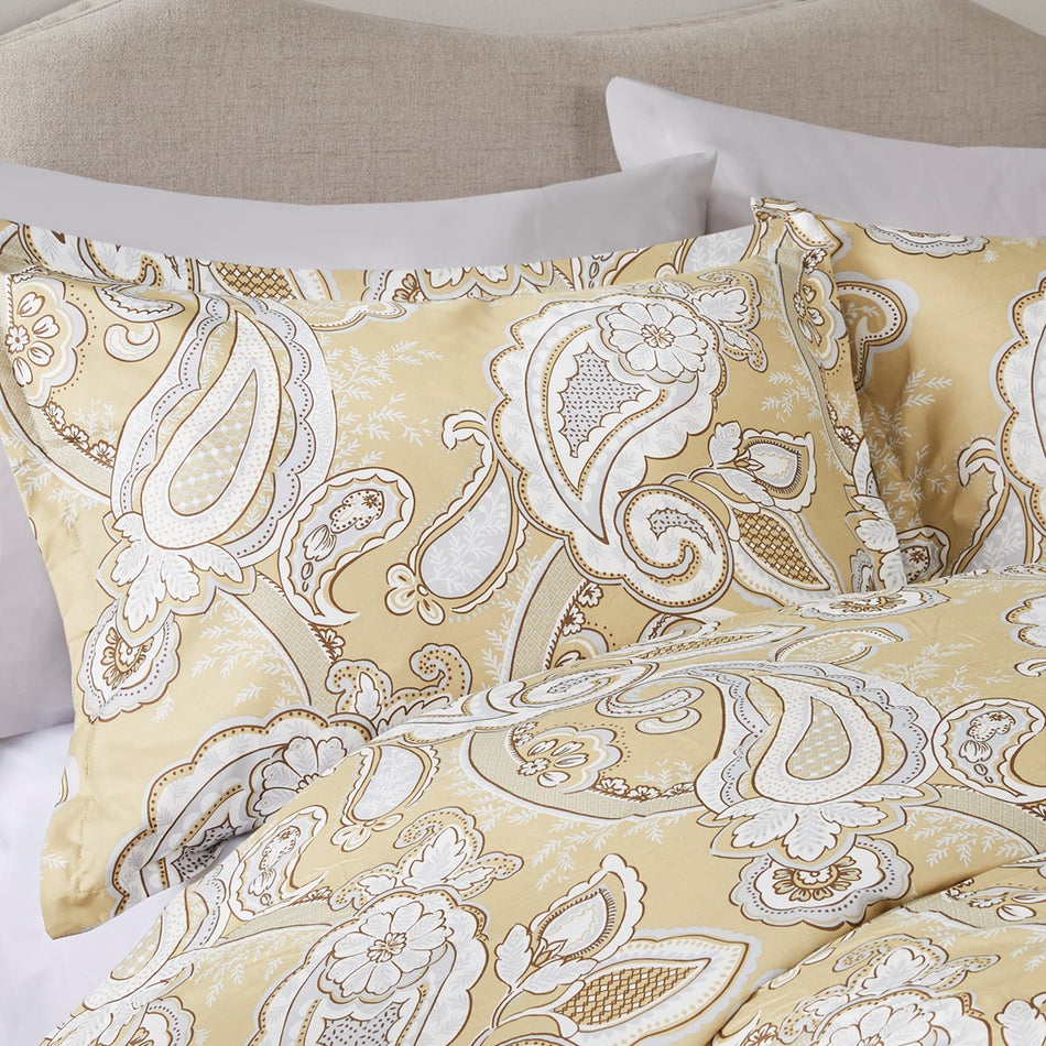 Gracelyn Paisley Print 9 Piece Comforter Set with Sheets - Wheat - King Size