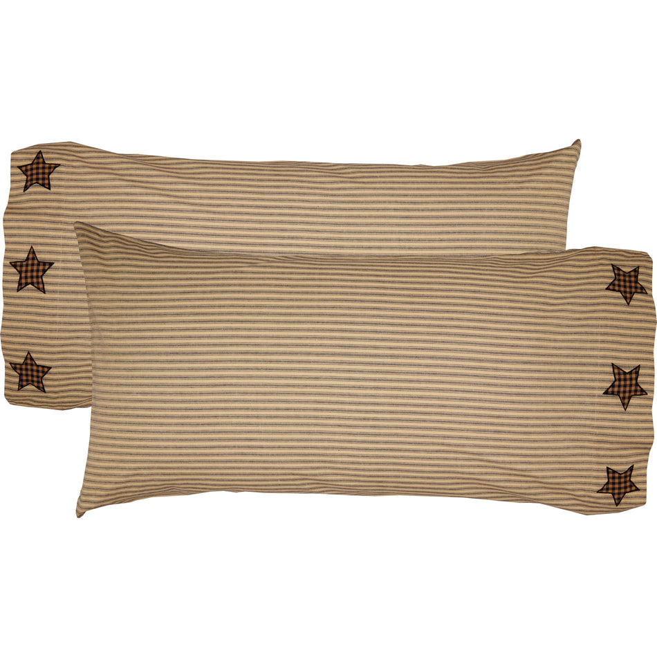 Mayflower Market Farmhouse Star King Pillow Case w/Applique Star Set of 2 21x40 By VHC Brands