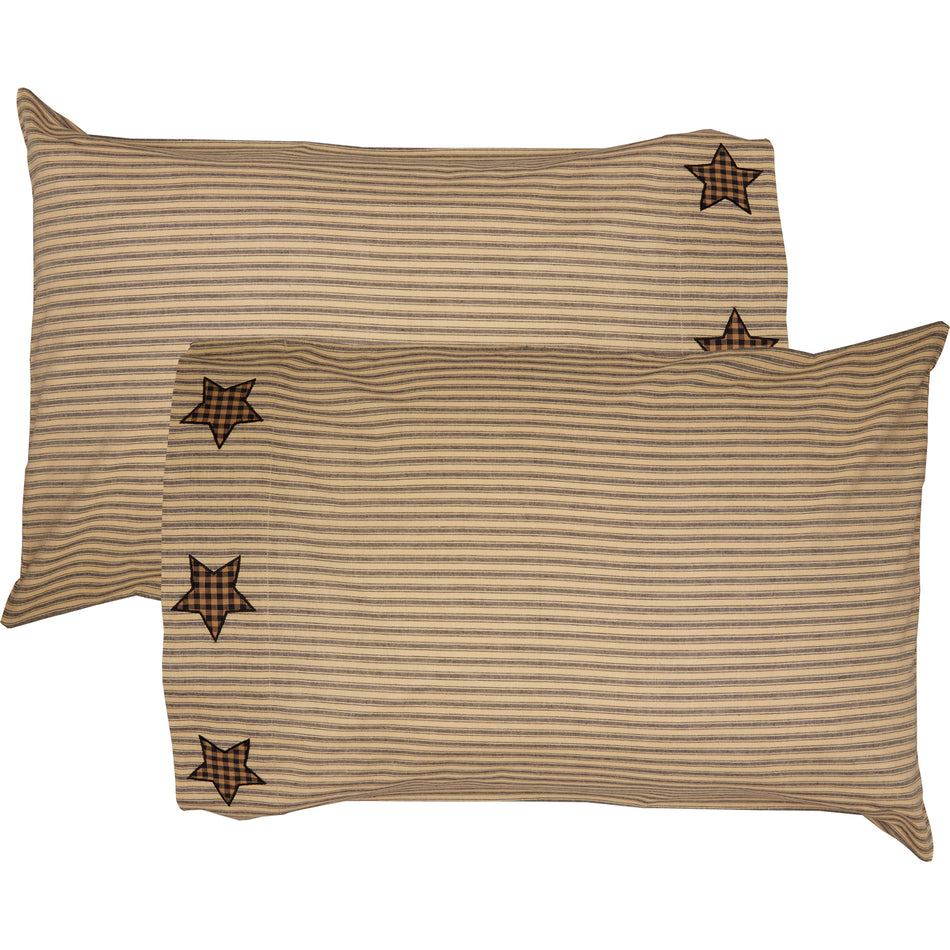 Mayflower Market Farmhouse Star Standard Pillow Case w/Applique Star Set of 2 21x30 By VHC Brands
