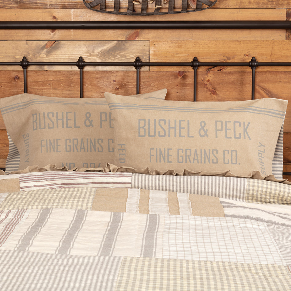 April & Olive Grace Feed Sack Standard Pillow Case Set of 2 21x30 By VHC Brands