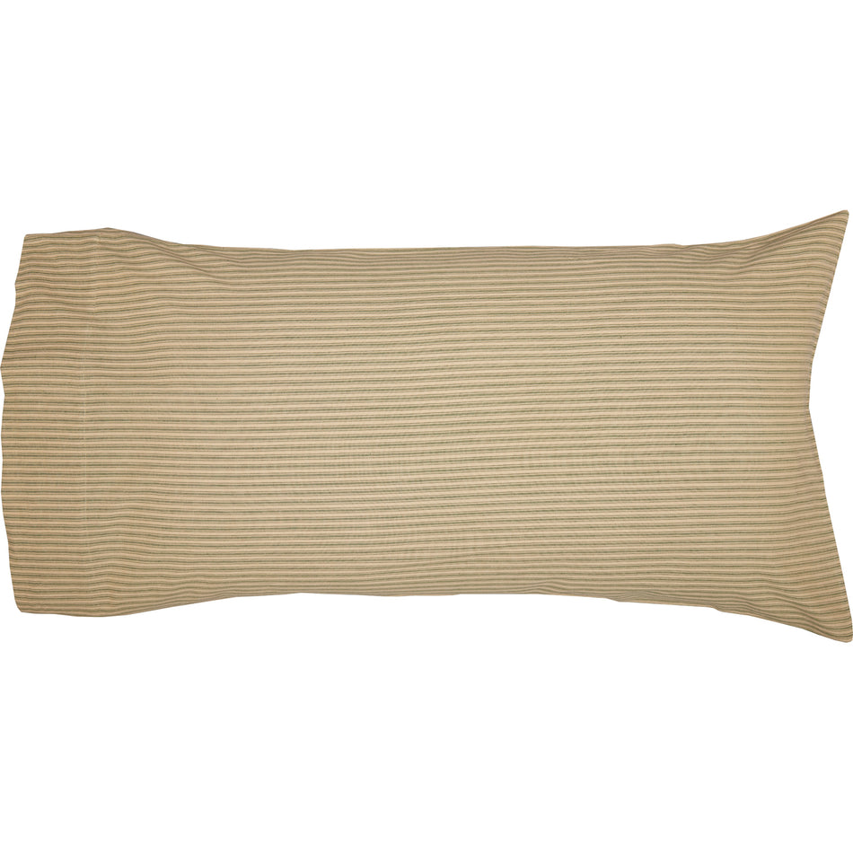 April & Olive Prairie Winds Green Ticking Stripe King Pillow Case Set of 2 21x40 By VHC Brands