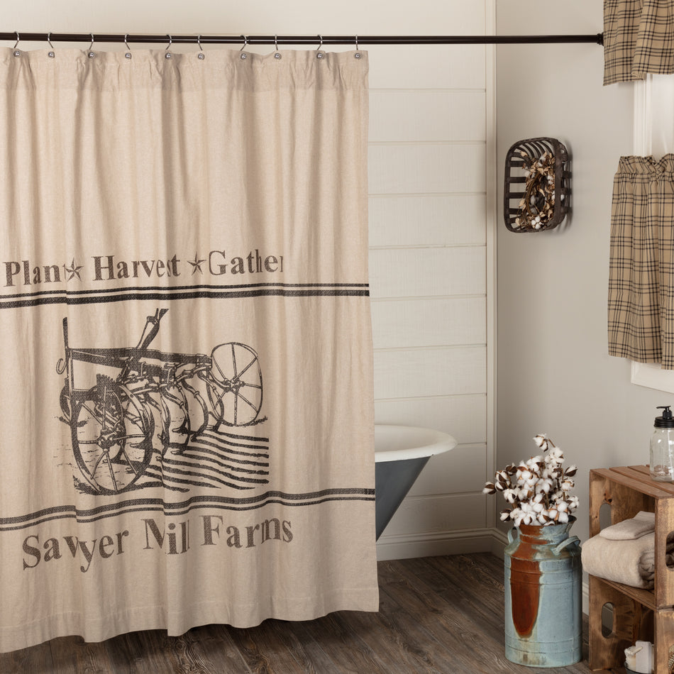 Sawyer Mill Charcoal Plow Shower Curtain 72x72