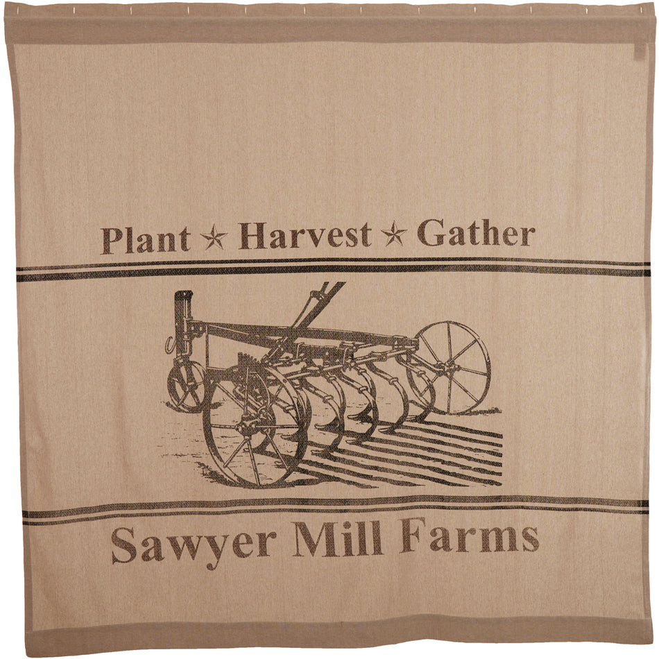 April & Olive Sawyer Mill Charcoal Plow Shower Curtain 72x72 By VHC Brands