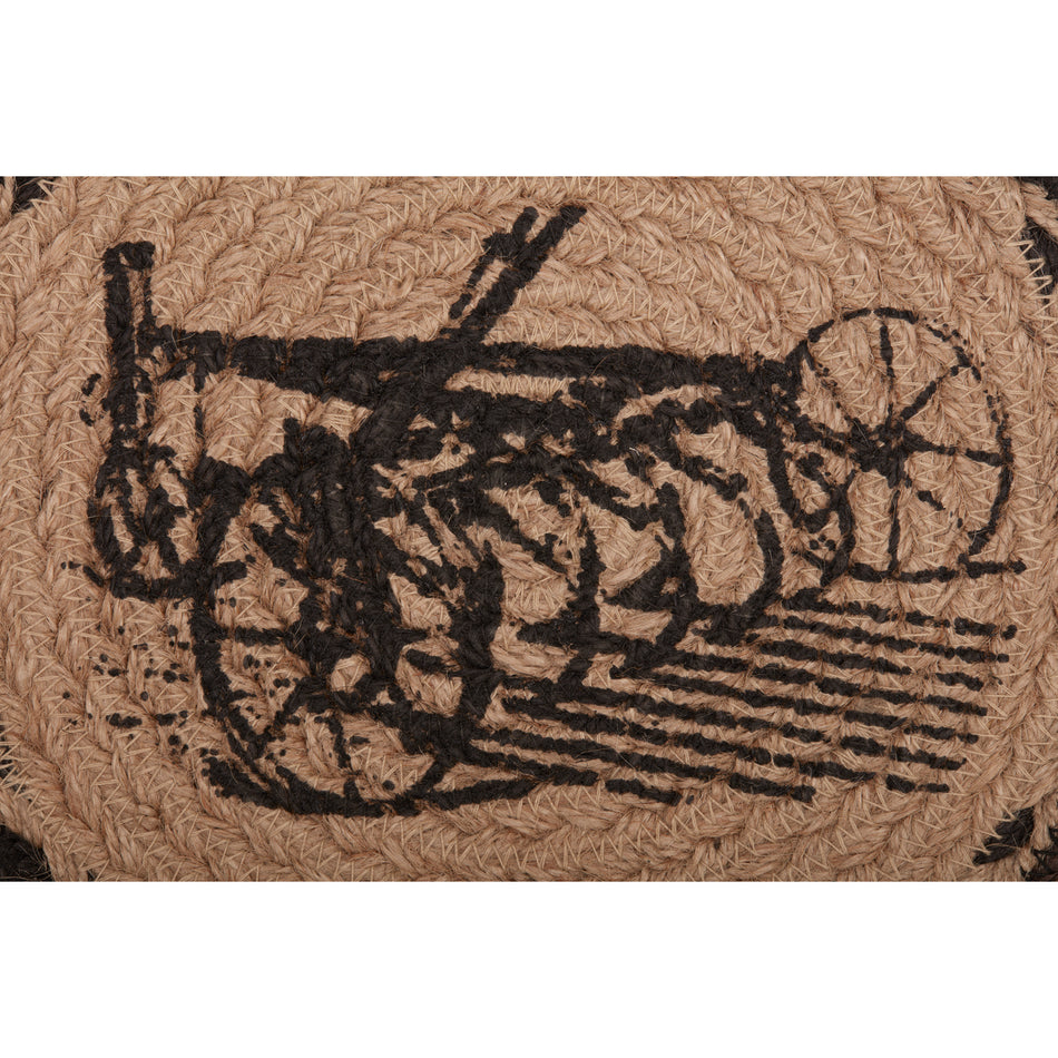 April & Olive Sawyer Mill Charcoal Plow Jute Trivet 8 By VHC Brands