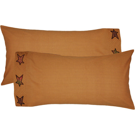 Mayflower Market Stratton King Pillow Case w/Applique Star Set of 2 21x40 By VHC Brands