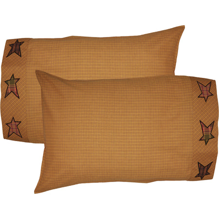 Mayflower Market Stratton Standard Pillow Case w/Applique Star Set of 2 21x30 By VHC Brands