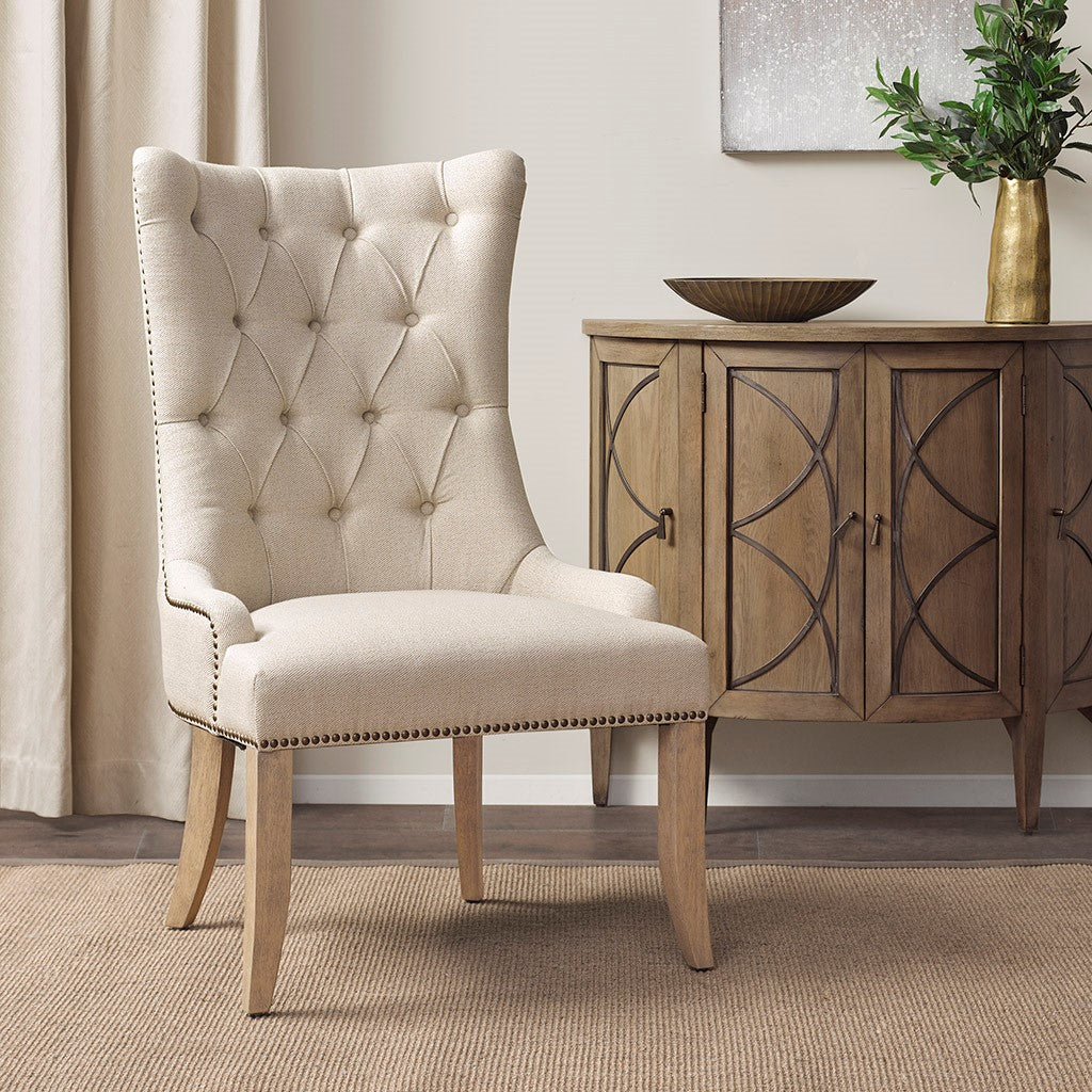 Madison Park Lucas Button Tufted Captain Accent Chair - Cream 