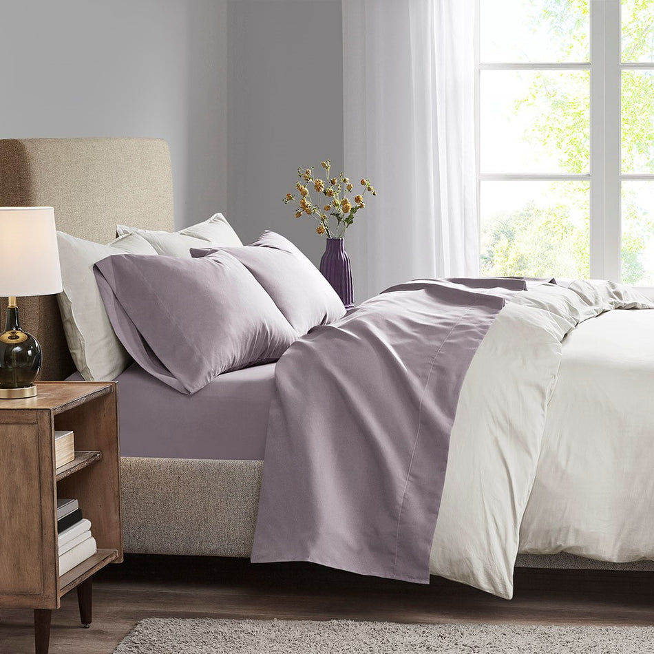 Madison Park 3M Microcell All Season Lightweight Sheet Set - Purple - Queen Size