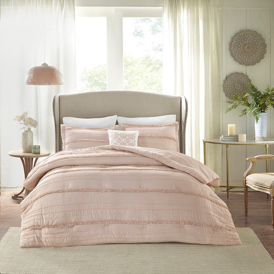 Celeste 5 Piece Comforter Set - Pink - King Size