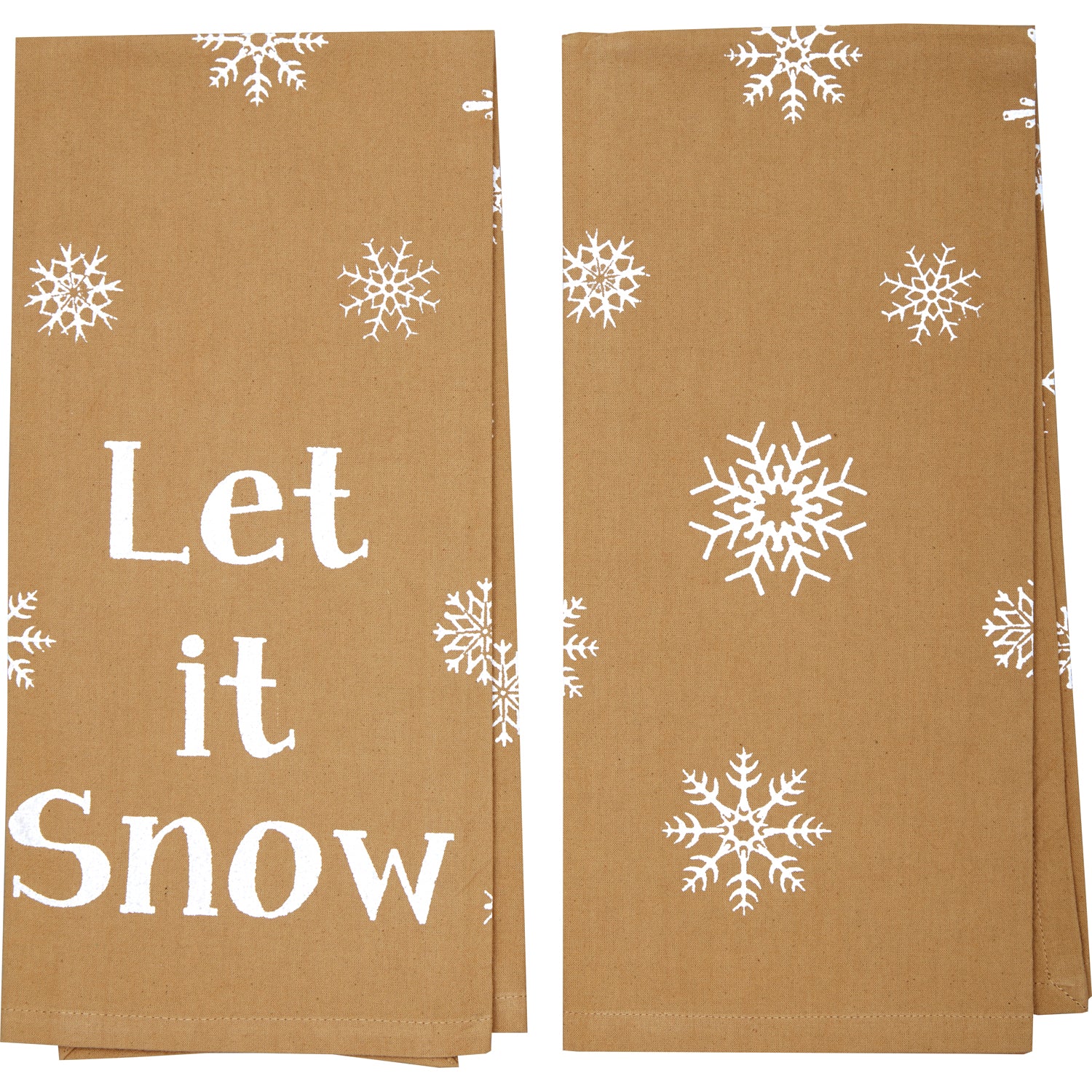 Seasons Crest Snowflake Burlap Natural Let It Snow Tea Towel Set of 2 19x28 By VHC Brands