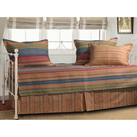 Reversible 5-Piece Daybed Set with Bed-skirt and Three Pillow Shams