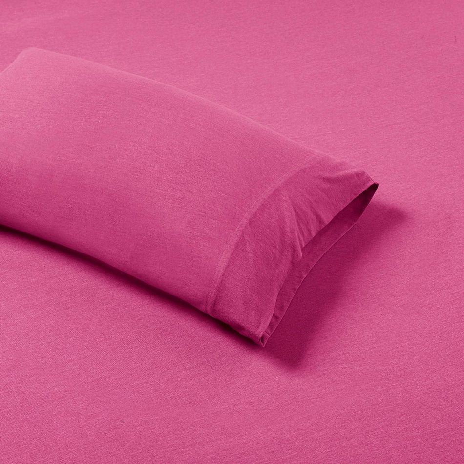 Cotton Blend Jersey Knit All Season Sheet Set - Pink - Full Size