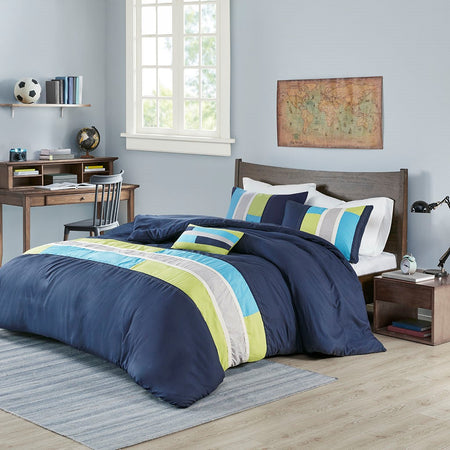 Mi Zone Pipeline Duvet Cover Set - Navy - Full Size / Queen Size