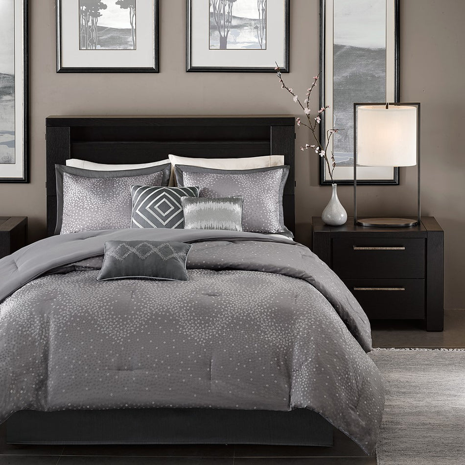 Quinn 7 Piece Comforter Set - Grey - King Size