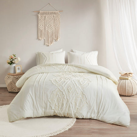 Madison Park Margot 3 Piece Cotton Comforter Set - Off White  - Full Size / Queen Size Shop Online & Save - ExpressHomeDirect.com