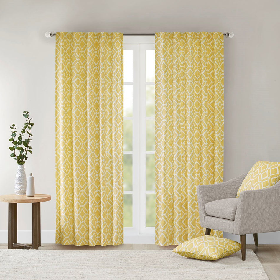 Madison Park Delray Diamond Window Curtain - Yellow - 42x95"