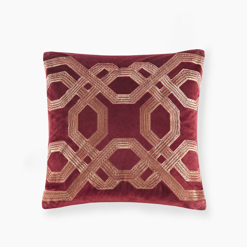 Croscill Classics Biron Square Decor Pillow - Burgundy  - 18x18" Shop Online & Save - ExpressHomeDirect.com