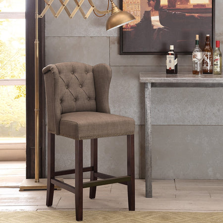 Madison Park Jodi Tufted Wing Counter Stool - Brown 