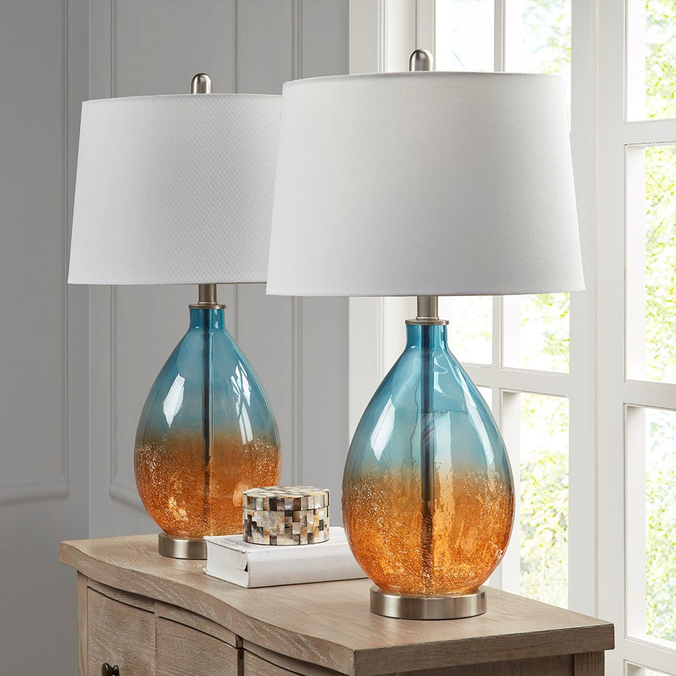510 Design Cortina Ombre Glass Table Lamp, Set of 2 - Blue 