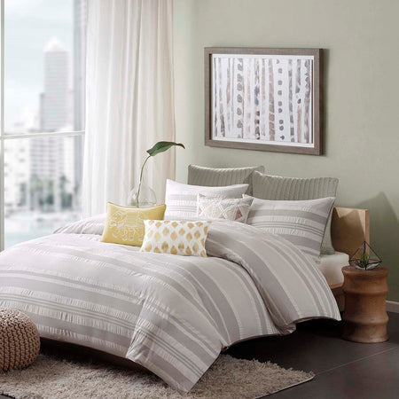 INK+IVY Lakeside Duvet Cover Mini Set - Grey  - Full Size / Queen Size Shop Online & Save - ExpressHomeDirect.com