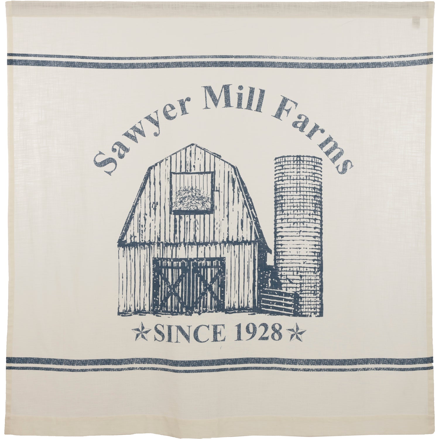 April & Olive Sawyer Mill Blue Barn Shower Curtain 72x72 By VHC Brands