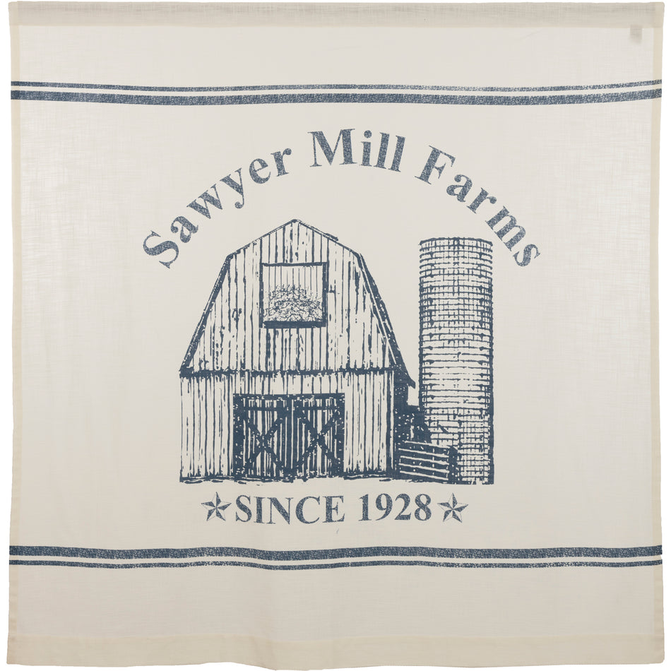 April & Olive Sawyer Mill Blue Barn Shower Curtain 72x72 By VHC Brands
