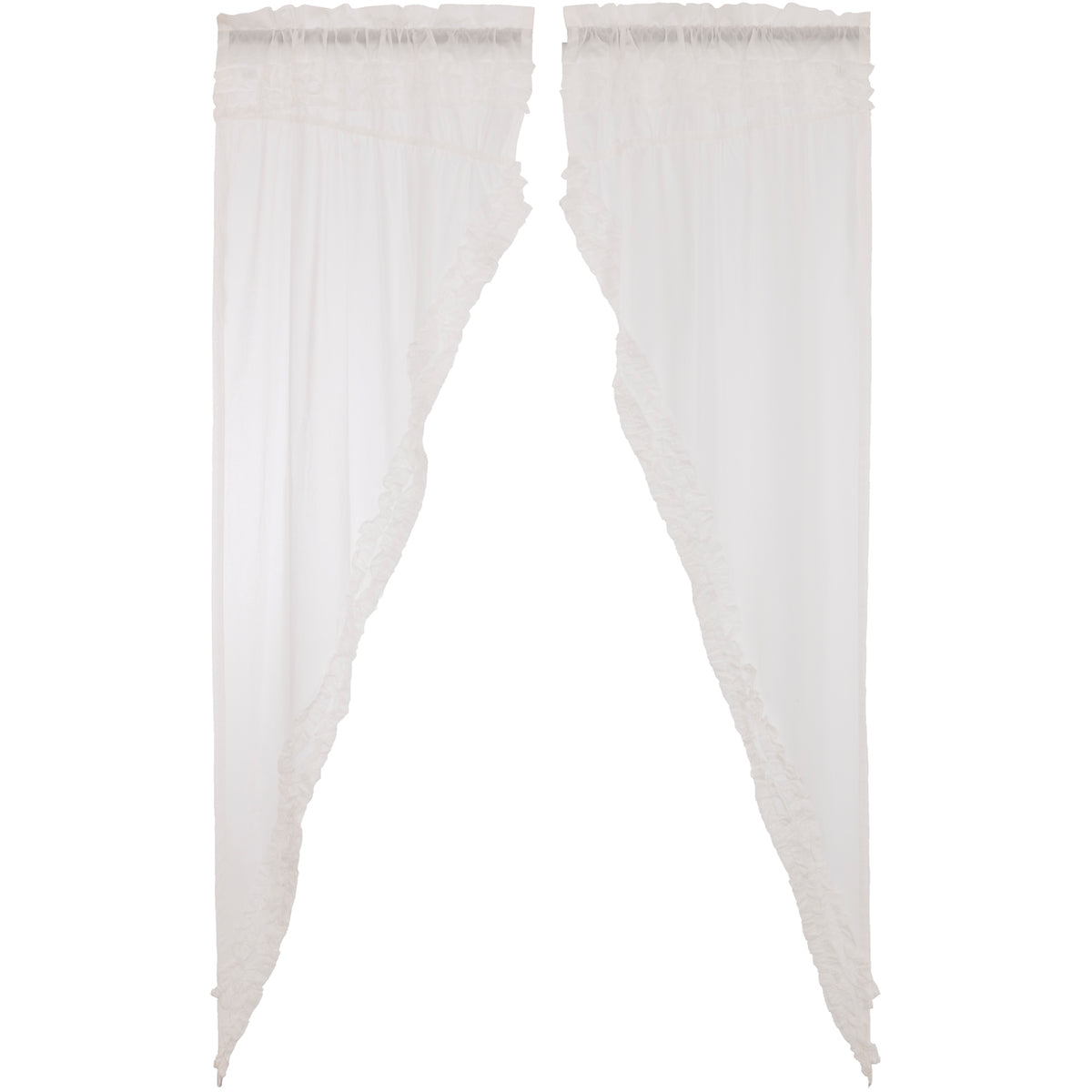 April & Olive White Ruffled Sheer Petticoat Prairie Long Panel Set of 2 84x36x18 By VHC Brands