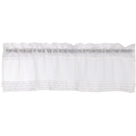 April & Olive White Ruffled Sheer Valance 16x60 By VHC Brands