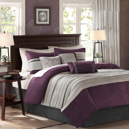 Madison Park Palmer 7 Piece Comforter Set - Purple - Cal King Size